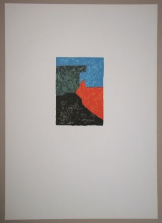 Lithograph Poliakoff - Composition noire, rouge, bleue et verte