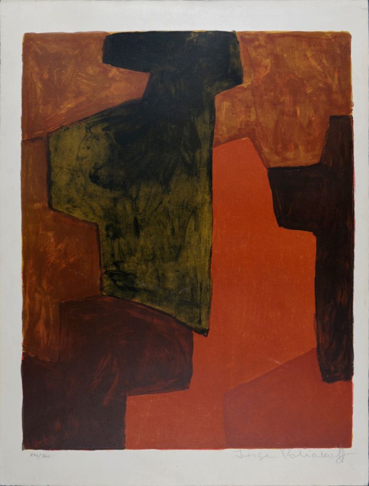 Lithograph Poliakoff - Composition orange et verte, 1964