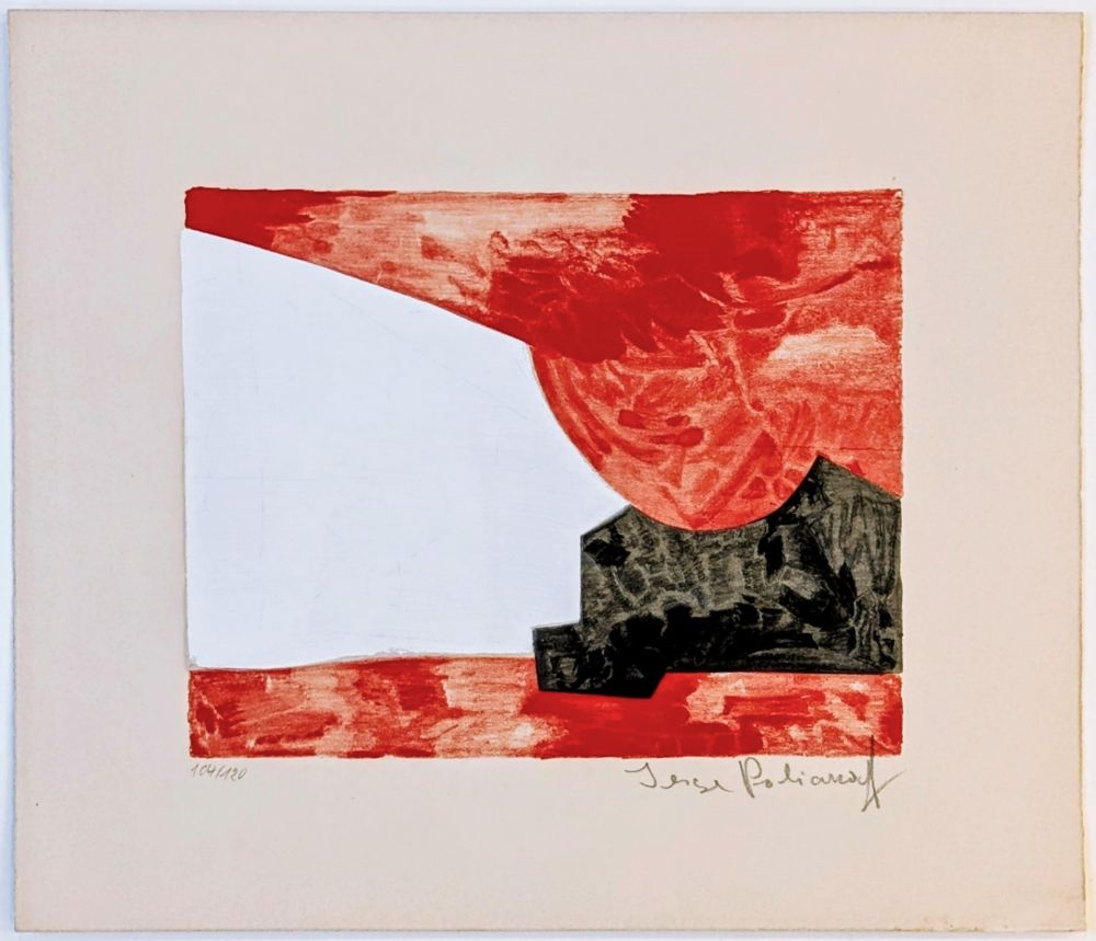 Lithograph Poliakoff - Composition rouge, blanche et noire L42 