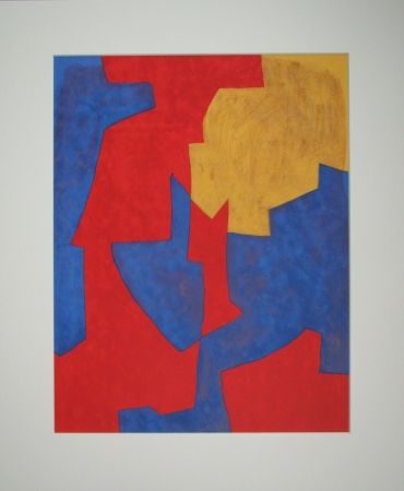 Lithograph Poliakoff - Composition rouge, bleue et jaune