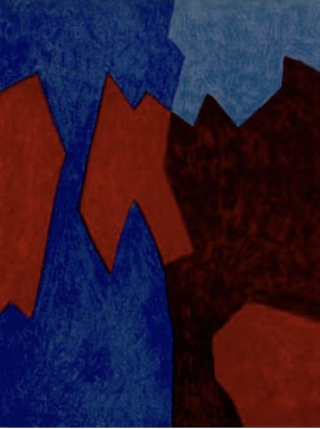 Lithograph Poliakoff - Composition rouge et bleu