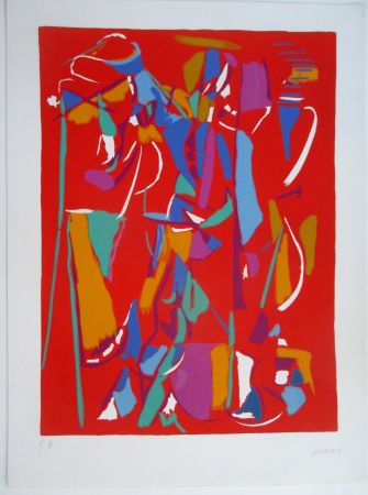 Lithograph Lanskoy - Composition rouge  H III