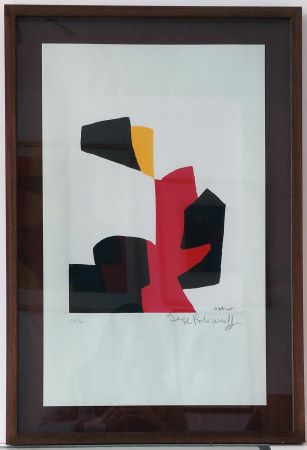 Screenprint Poliakoff - Composition rouge, noire et blanche L69 