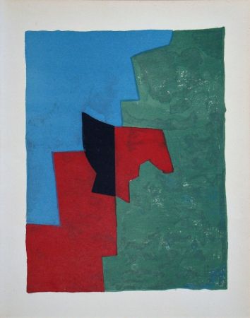 Lithograph Poliakoff - Composition rouge, verte et bleue