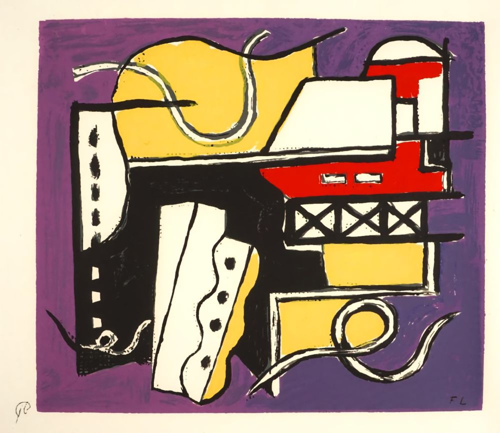 Screenprint Leger - Composition sur fond violet