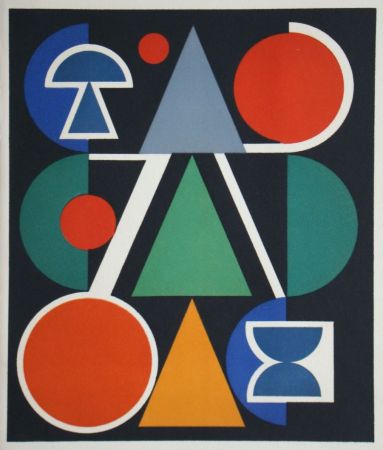 Screenprint Herbin - Composition sur le mot Rouge