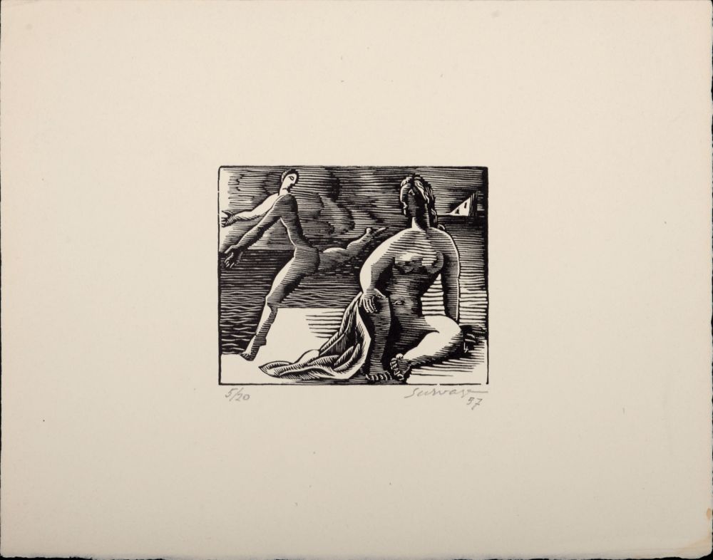 Woodcut Survage - Composition surréaliste, 1957 - Hand-signed & numbered!