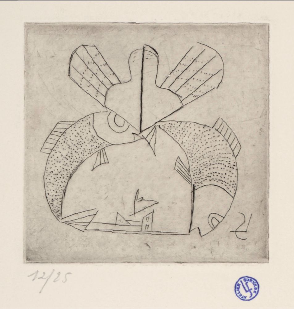 Engraving Survage - Composition surréaliste (D), c. 1930s