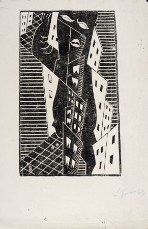 Woodcut Survage - Composition surréaliste (E), c. 1930s