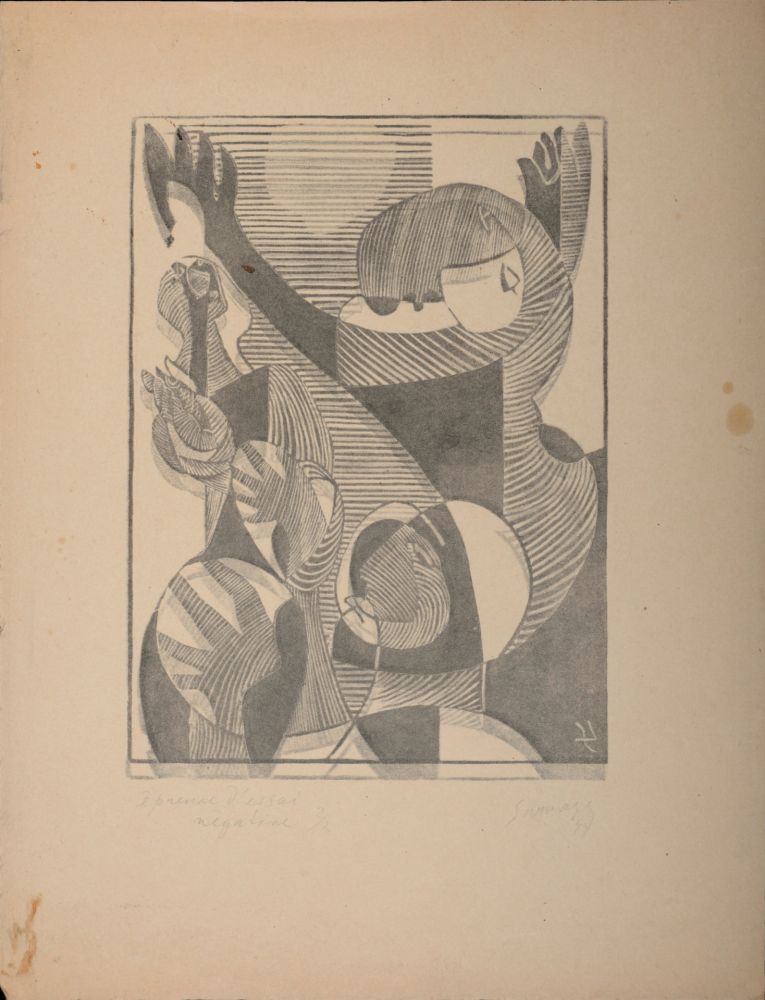 Woodcut Survage - Composition surréaliste XXIV (1), 1934