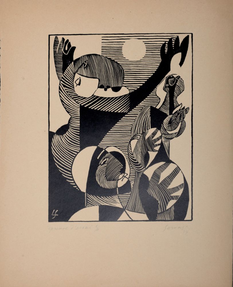 Woodcut Survage - Composition surréaliste XXIV (2), 1934
