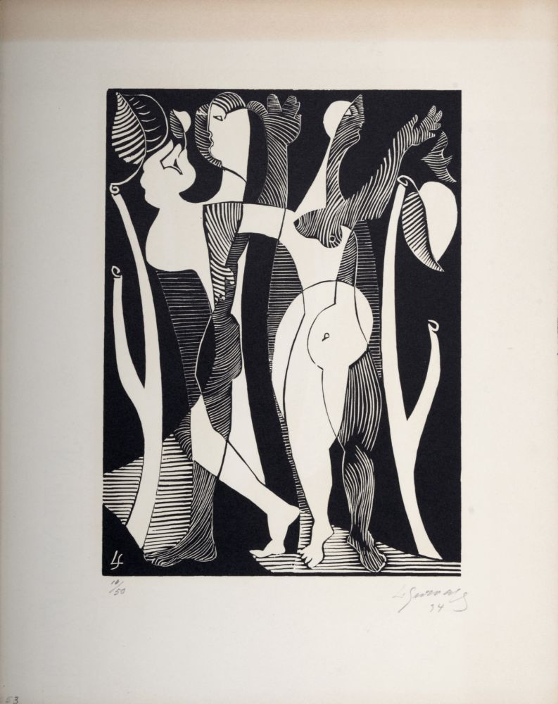 Woodcut Survage - Composition surréaliste XXVII,1934