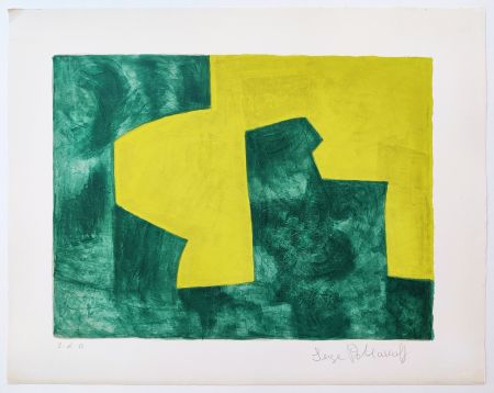 Lithograph Poliakoff - Composition verte et jaune L60 