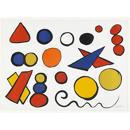 Lithograph Calder - Composition with Circles, Triangles and other Shapes 