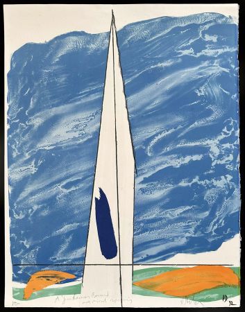 Lithograph Debré - Composition à la voile blanche