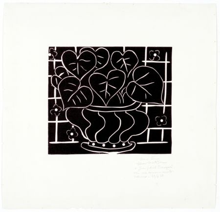 Linocut Matisse - Corbeille de bégonias I