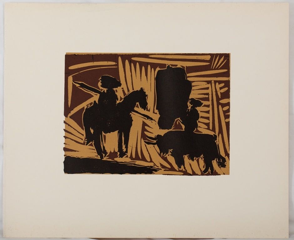 Linocut Picasso - Corrida : l'entrée du taureau