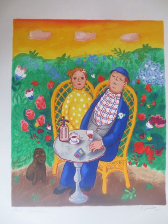 Lithograph Jirlow - Couple assis