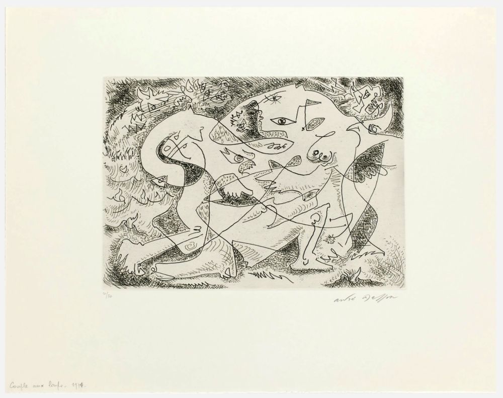 Engraving Masson - Couple aux loups (1974)
