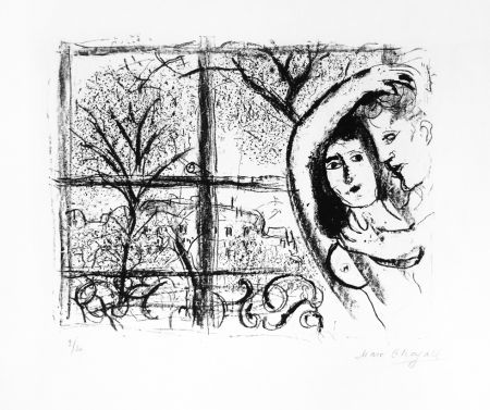 Lithograph Chagall - Couple dans la fenête
