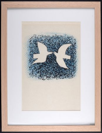 Lithograph Braque - Couple d'oiseaux, 1963 - Framed