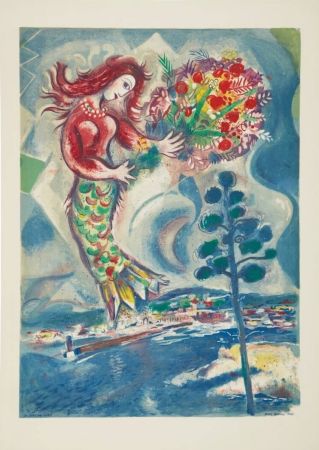 Lithograph Chagall - Couple et poisson (Couple and Fish)
