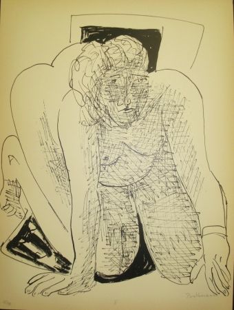 Lithograph Beckmann - Crawling Woman