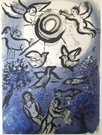 Lithograph Chagall - Creation - Adam and Eve