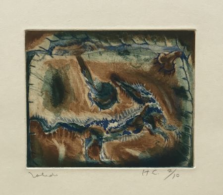Etching Toledo - Crocodile in Blue and Green