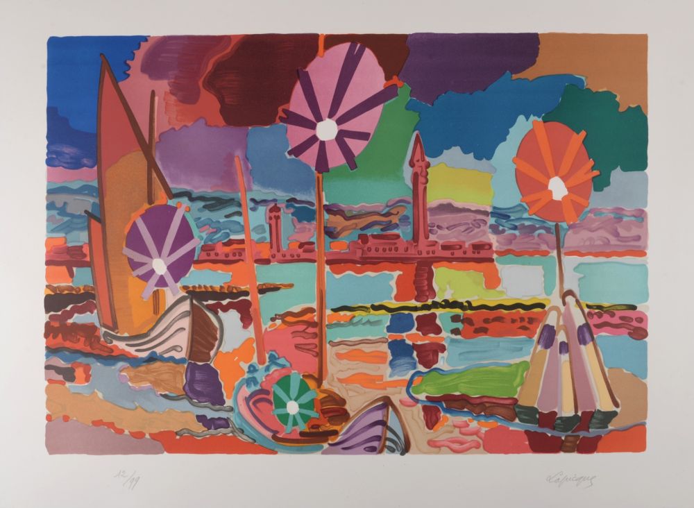 Lithograph Lapicque - Crépuscule sur Burano, 1955 - Hand-signed