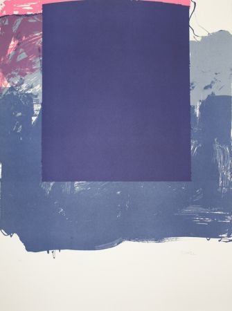 Lithograph Borrell Palazón - Cuadrado azul (Blue Square)