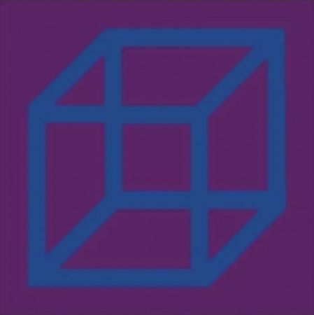 Linocut Lewitt - Cubes in Color on Color (Purple/Blue)