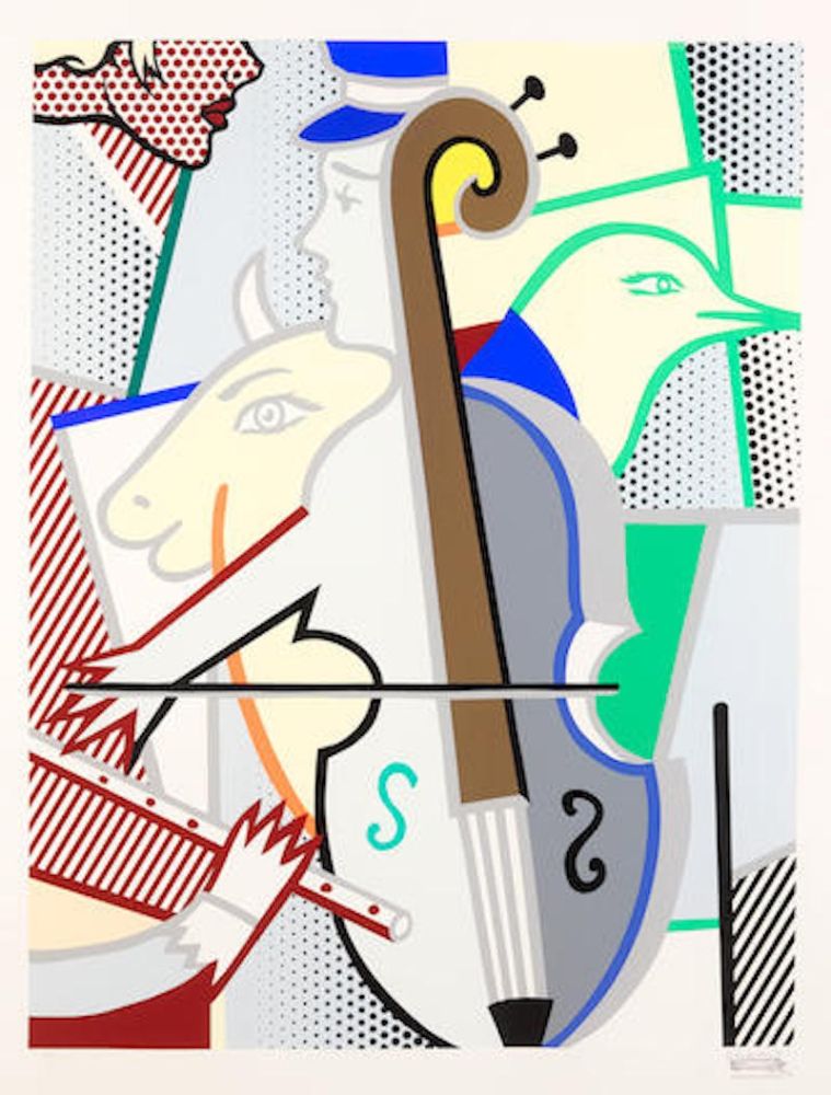 Screenprint Lichtenstein - Cubist Cello