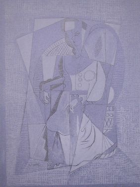 Lithograph Lhote - Cubistic woman (femme assise)