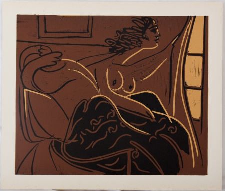Linocut Picasso - Curiosité : Deux femmes à la fenêtre