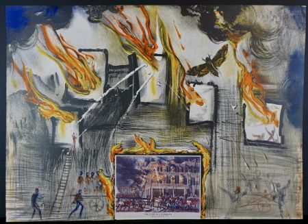 Lithograph Dali - Currier & Ives Fire! Fire! Fire!