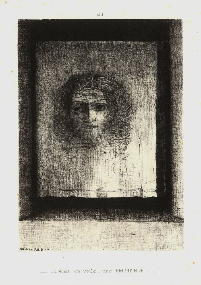 Lithograph Redon - C'était un voile, une empreinte