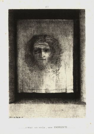 Lithograph Redon - C'était un voile, une empreinte