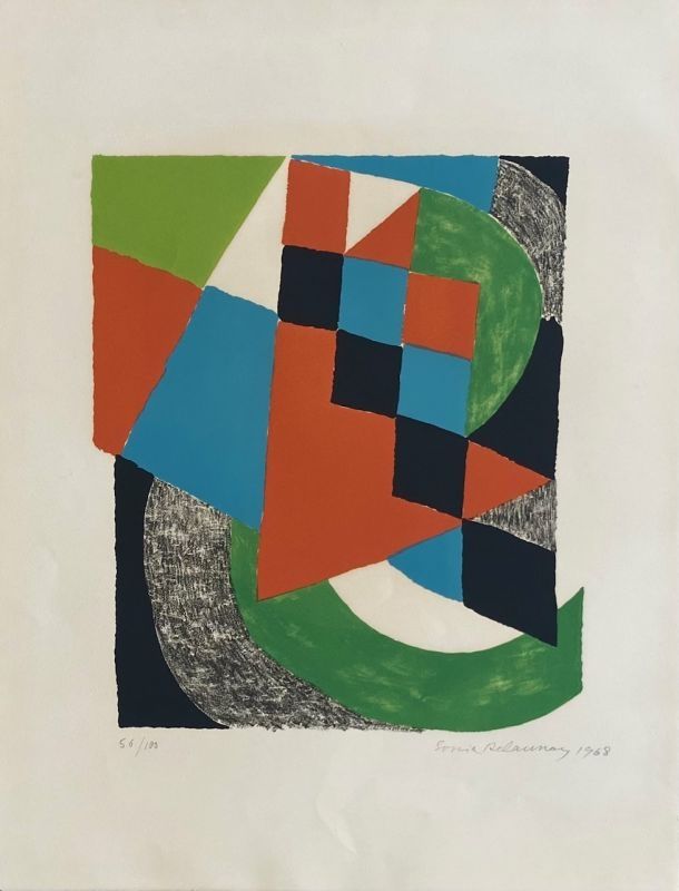 Lithograph Delaunay - Damiers verts 