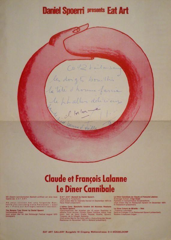 Poster Spoerri - Daniel presents Eat Art. Lalanne. De Dîner Cannibale