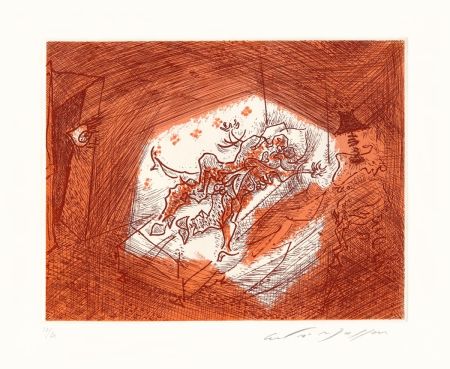 Engraving Masson - Dans l'alcôve