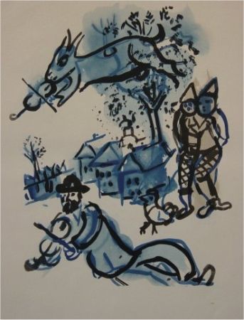 Pochoir Chagall - Dans le Village