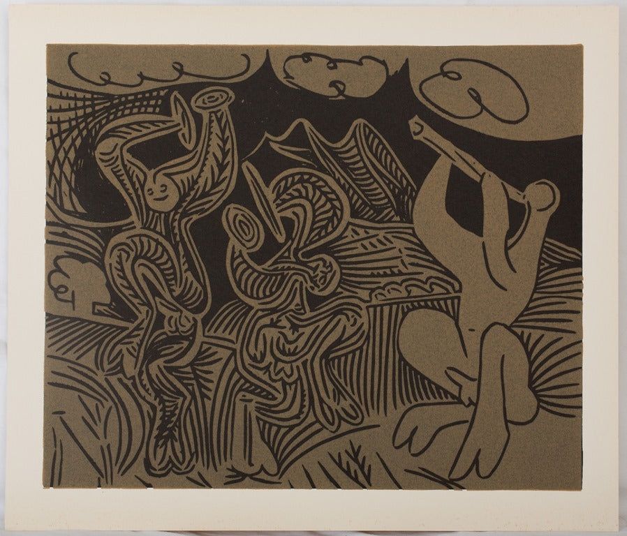 Linocut Picasso - Danseurs et musiciens