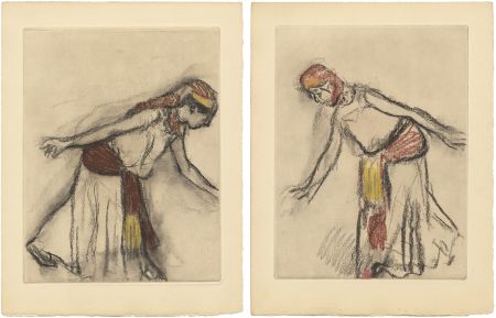 Etching And Aquatint Degas - Danseuse orientale : 2 études (vers 1890)