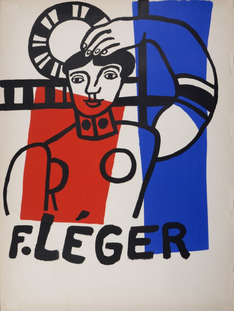 Lithograph Leger - Danseuse tricolore au tambourin, 1955.