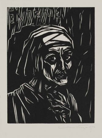 Woodcut Wrage - Dante before the Gates of Hell