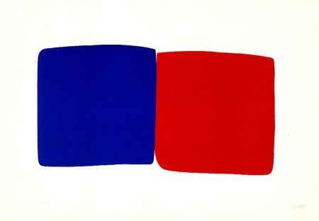 Lithograph Kelly - Dark Blue and Red (Bleu Foncé et Rouge)