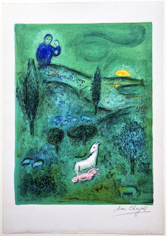 Lithograph Chagall - Découverte de Daphnis par Lamon (de la suite 