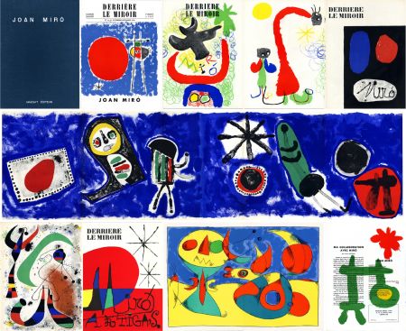 Illustrated Book Miró - DERRIÈRE LE MIROIR n° 14-15 (Nov-Décembre 1948) + n° 29-30 (Mai 1950) + n° 57-58-59 (Juin 1953) + n° 87-88-89 MIRO ARTIGAS (Juin-Juillet-Août 1956). 25 LITHOGRAPHIES ORIGINALES. ALBUM MAEGHT ORIGINAL.