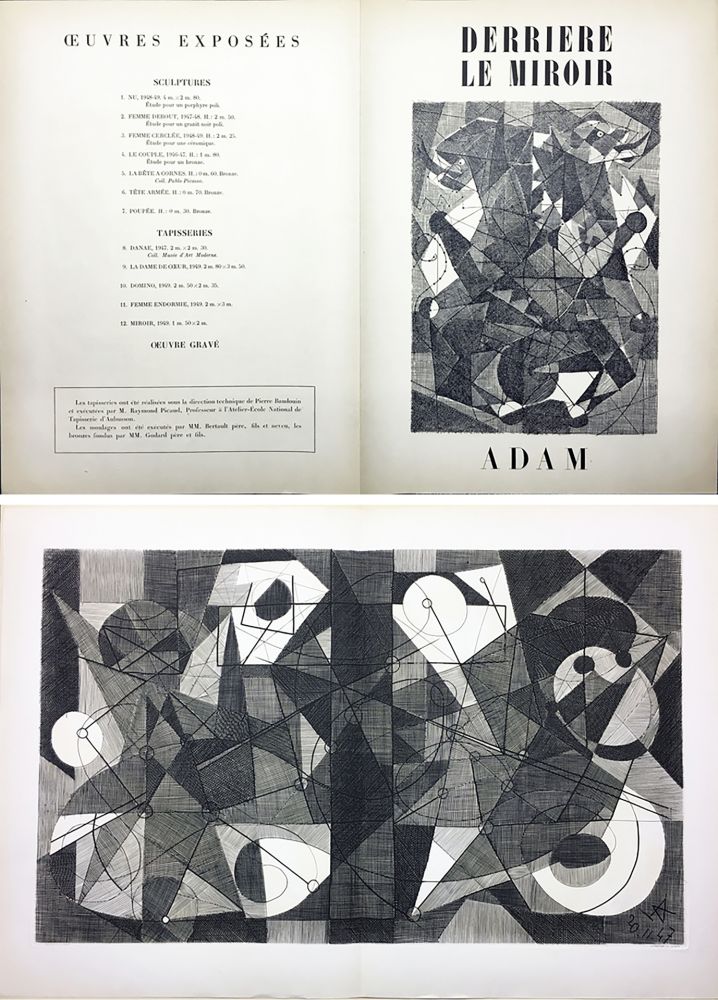 Etching Adam - Derrière le Miroir n° 24. ADAM .1949. Gravure originale.